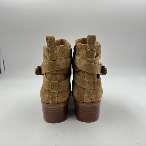 Marc Fisher Medium Brown Suede Yandi Belted Western Booties Size 8.5 - Picture 5 of 9
